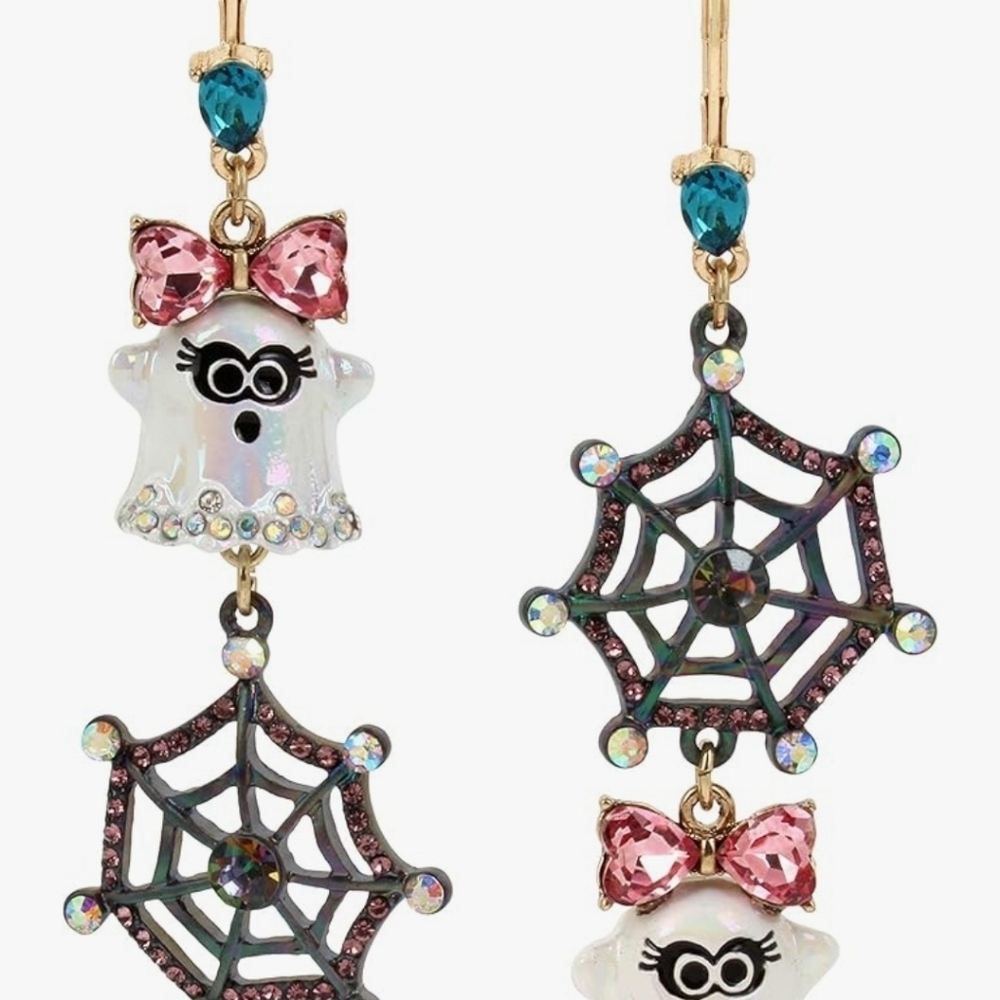 🖤▪️Betsey Johnson▪️ Ghost Spider Web Drop Mismatch Earrings